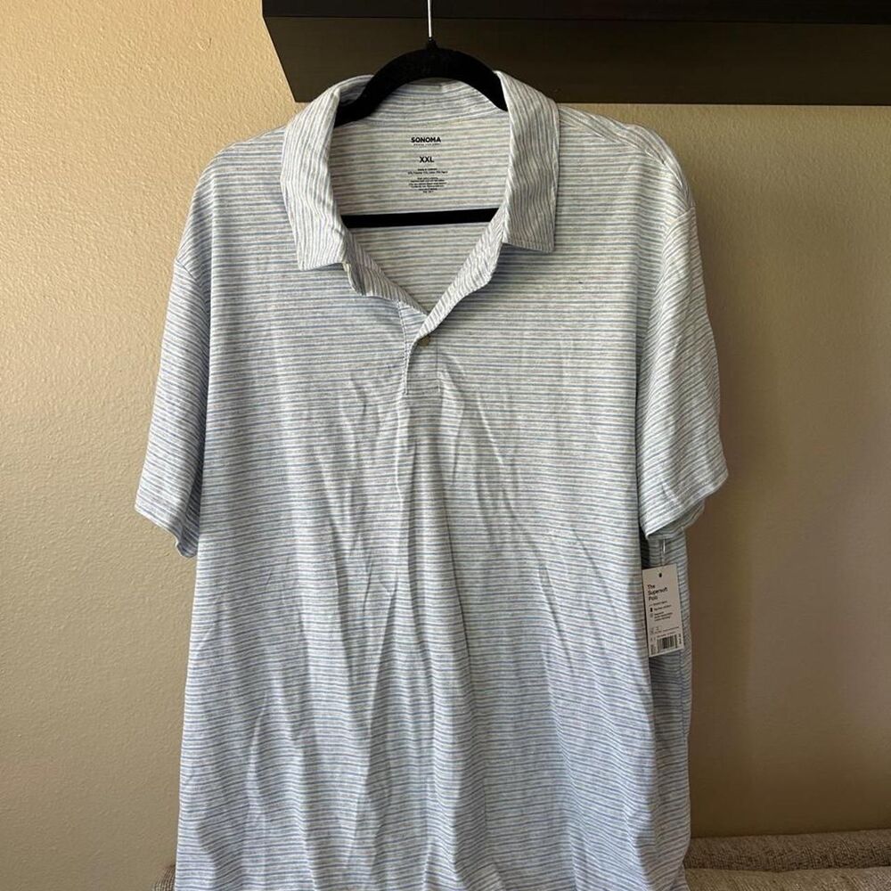 Sonoma-goods-for-life Men's Blue and Grey Polo-shirts